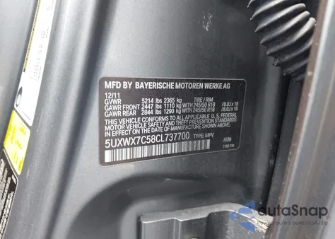2012 BMW X3 xDrive35I from USA, damaged, VIN 5UXWX7C58CL737700